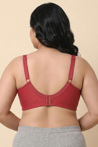 Zivame True Curv Jacquard Single Layered Non Wired Full Coverage Super Support Bra - Garnet Rose — thumbnail 4